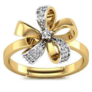 Kunuz Gold Plated 925 Sterling Silver Floral Shape Adjustable Ring for Women