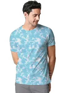 Wear Your Opinion Men's Tie Dye (Size S to 5XL) Half Sleeve T-Shirt (Aqua Cloud, 2XL)