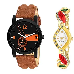 RPS FASHION WITH DEVICE OF R Analog Fancy Designer Watch Set of 2 Couple