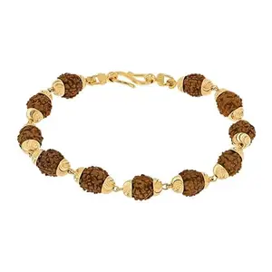 Astro Cart Rudraksha Gold Bracelet Rudraksha Ka Bracelet With Golden Capping Modern Rudraksha Bracelet Gold Plated Fashionable Rudraksh Braslet रुद्राक्ष का ब्रेसलेट Wrist Chain Braslet For Men