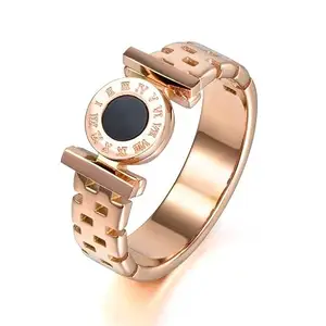 MYKI Sparkling symmetry Roman Watch Style Rosegold Ring For Women & Girls