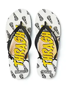 CHUPPS MEN'S MUMMY KA PYAAR WHITE FLIP FLOPS, 6