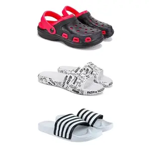 Lightweight Classic Clogs || Sandals with Slider Adjustable Back Strap for Men-Combo(3)-3017-3104-3026-7 White (COMBO(3)-3017-3104-3026-7__BZ)