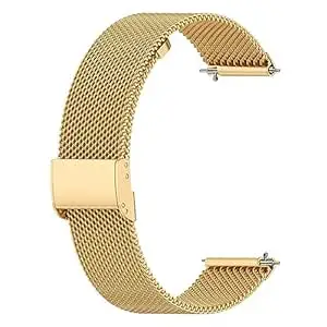 ACM Watch Strap Steel Metal 22mm compatible with Minix Pro Smartwatch Adjustable Belt Chain Band Gold