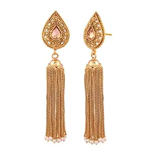 ACCESSHER Traditional Antique Gold Chand Bali Dangle Earrings