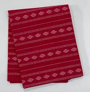 Handloom Cotton Jacquard Fabric 2.5 Meters (Unstitched) (Red NCS)