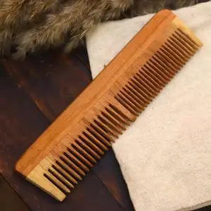 Natural and Premium Kacchi Neem Comb Wooden Comb, Hair Growth, Hair fall, Dandruff Control, Hair Straightening, Frizz Control, for Men and Women