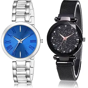 NEUTRON Present Analog Blue and Black Color Dial Women Watch - G602-GC7 (Pack of 2)