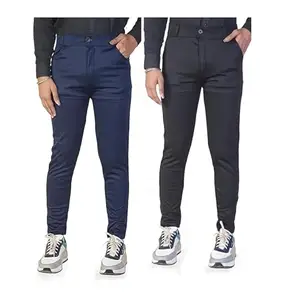 Geeta Fashion Men's Solid Lycra Slim Fit Stretchable Casual Wear Comfortable Formal Trousers Pants Model 25.9 PantLycra 6 COMBO2 Size 38