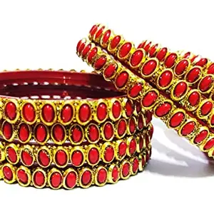 sr pihu white Anda desing work Kada Set For Women/Girls (Pack Of 8 chudi) red anda chudi (2-6)