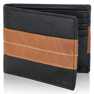Designer Bugs Men's Genuine Leather Wallet Black & Tan