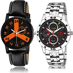 NIKOLA Tread Analog Black and Silver Color Dial Men Watch - B865-(60-S-19) (Pack of 2)