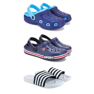 WINGSCRAFT Lightweight Classic Clogs || Sandals with Slider for Men-Combo(3)-3019-3015-3026-8 White