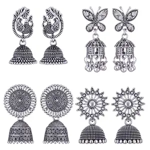 MEENAZ earrings for women fashion jhumka oxidised Silver Earrings for women Combo chandbali pearl chandbali stylish jhumkas traditional Earrings For girls South indian traditional Ear Rings -M158