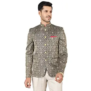 WINTAGE Men's Banarasi Rayon Cotton Grey Bandhgala: 44/ XL