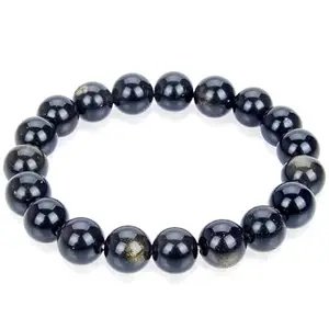 RRJEWELZ Unisex Bracelet 10mm Natural Gemstone Golden Obsidian Round shape Smooth cut beads 7 inch stretchable bracelet for men & women. | STBR_03445