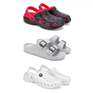 WINGSCRAFT-Lightweight Classic Clogs || Sandals with Slider Adjustable Back Strap for Men-Combo(3)-3017-3114-3145-9 White