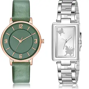 NIKOLA Casual Analog Green and Silver Color Dial Women Watch - GM393-GM212 (Pack of 2)