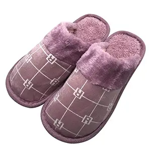 Joda Ghar Warm fur Winter bedroom slipper for women, R Bold Carpet_Purple-38 (UK SIZE-4)