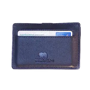 BROWN BEAR Premium Branded Men's Pure German Nappa Leather, RFID ATM Card Holder (Blue)