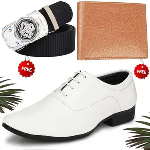 Latest Trendy Formal Shoes/Party Shoes/Shoes Combo with Free Wallet & Belt for Men and Boys (BAZAAR6992_RT-Tan-1006) Multicolor