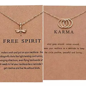 Pinapes Free Spirit & Karma Double Combo Nacklace Set for Girls & Women ! Pendant for Girl and Women ! Jewelry for Party ! Jewelry Accessories for Girl.