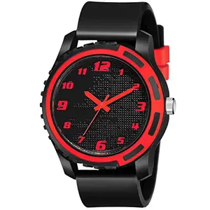 CLOUDWOOD Sport Analogue Men's & Boy's Watch (Red Dial BlackColored Strap)