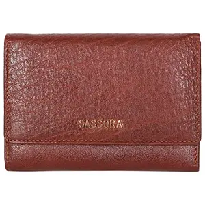 Sassora Genuine Leather Medium Size Brown RFID Protected Women Wallet (11 Card Slots)