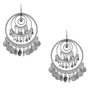 Shining Jewel - By Shivansh Brass Silver Earrings For Women & Girls (Black)