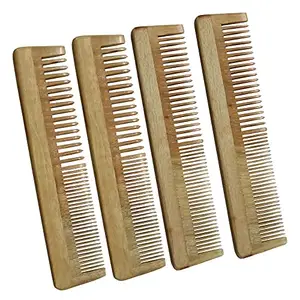 Ginni Innovations Handmade Neemwood Comb Family Set of 4 (Anti-Fungal, Anti-Bacterial)