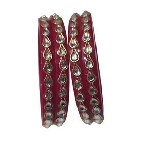 Nena Creation Plastic Round Traditional Bangles For Women And Girls (Maroon) Size-2.8