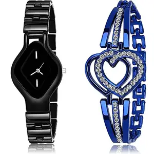 NEUTRON Heart Analog Black and Blue Color Dial Women Watch - G654-GX6 (Pack of 2)