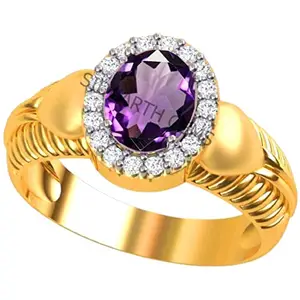 SIDHARTH GEMS 10.25 Ratti 9.50 Carat Natural Amethyst Gemstone Gold Adjustable Ring Oval Cut Gift for Womens and Man