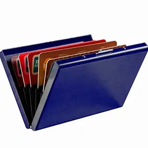 Stealodeal Blue Metal Unisex Card Holder (AF-JET BLUE STAINLESS STEEL ATM)