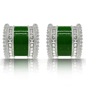 Bridal Punjabi Long Chuda Bangle Set with Rajwadi Kada for Women Traditional Bridal Chura Bangles Set (Green, 2.6)