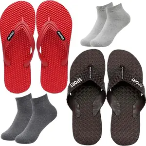 Vitoria Men Slippers | Soft Comfortable Stylish And Anti Skid Men's Flip-Flops & Slippers | Color : Multicolor | Size : 8, 2SLPDanaRedBoltCofeDrkGryLgtGryScks-8