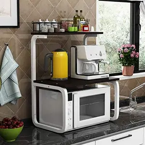 INDIDECOR 48800 Modern Kitchen Storage Rack, 60 x 40 x 70 cm, White, 3 Tiered Shelf, Carbon Steel, Microwave Oven Rack, Kitchen Organizer