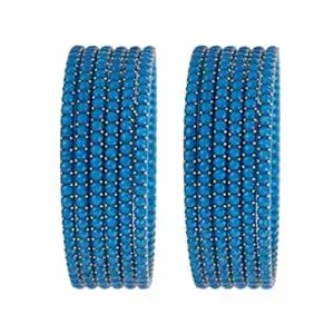 Srijman Glass Bangles Set of 12 for Women | Designer Beaded Gold Accent Chudi Set | Lightweight Traditional Bangles | 20+ Colours Available | Sizes 2.4, 2.6, 2.8