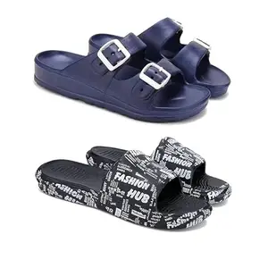 Men's Rover Lightweight Comfortable| Slides|Clogs| Sandals with Adjustable Back Strap for Men Combo(AE)-3116-3103-8 Black(Combo(AE)-3116-3103-8_BZ)