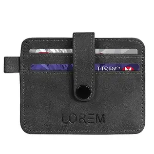 Lorem Black Mini Wallet for ID, Credit-Debit Card Holder & Currency with Push Button for Men & Women WL617