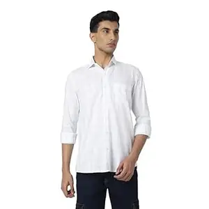 MARK & ALBERT 100% Cotton Full Sleeves Regular Fit Formal Shirt for Men Blue