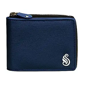 SOUMI Genuine Leather Tri-Fold Blue Women's Wallet (SM-702BL)