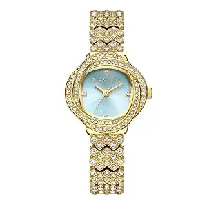 Giordano Luxury Crystal Watch for Women, Stainless Steel Strap, Diamond-Studded Bezel, Elegant Dress Timepiece