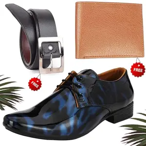 Vitoria Men's Relaxed PU Formal/Party Shoes | Shoes Combo with Free Wallet & Belt | Stylish & Comfortable | Ideal for Office, Casual Outings, Parties (5957_RT-Tan-101) (Multicolor)(Size: 7UK)