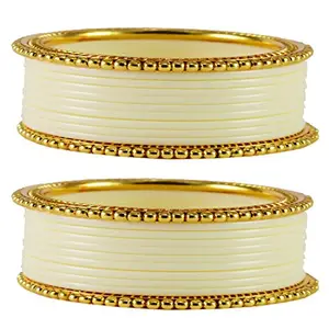 MAYA FASHION white Plain Acrylic-Brass Bangle Elegant Extra Large Size Bangle | Perfect Fit for Plus Size banglesTrendy and Comfortable Fit for woman and girls | (Sku-ban1656)
