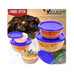 Kitchen Container |250+450+800+1400+2500 ml| Stackable Refrigerator Organizer for Fresh Food Storage | BPA-Free Kitchen Solution|Design - 8078 for Home and Kitchen