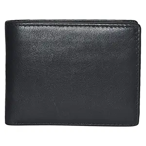Leatherman Fashion LMN Black Unisex Genuine Leather Wallet ( 6Card Slots)