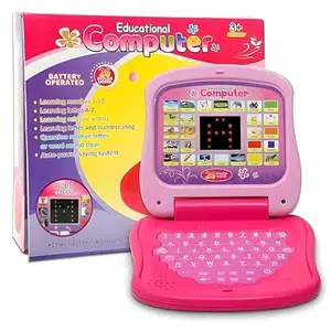 ForeverMore Battery Operated Educational Learning Alphabet and Numbers Laptop Toy for Children with LED Display Best Birthday Gift for Boys & Girls (Dark Pink)