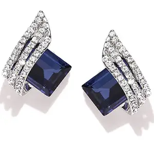 Shining Diva Fashion 18K Silver Plated Blue Stylish Traditional Earrings for Women (9579er)
