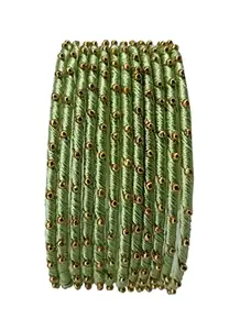 The Golden Cascade Pista Color Silk Thread Metal Bangle with Studded Ball Chain Pearl Chudi for Women & Girls (Pista, Medium 2-6)
